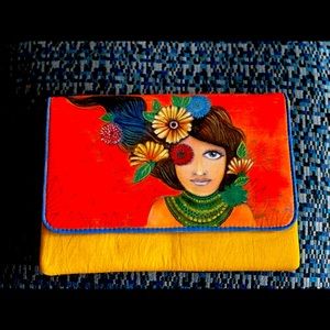 Hand painted silk purse